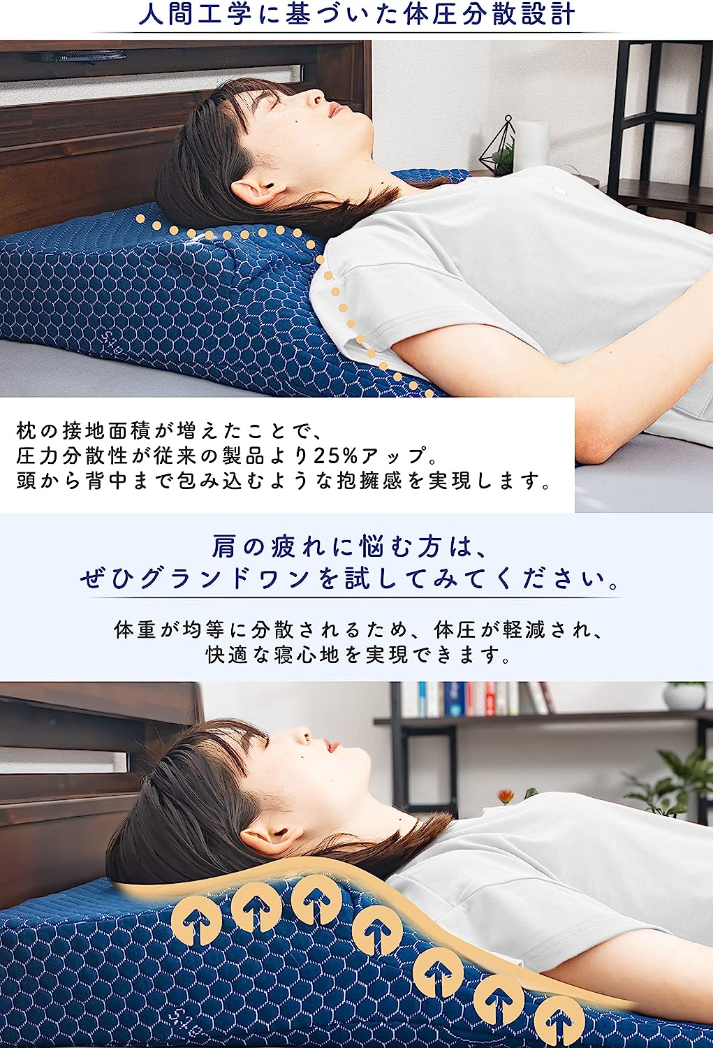 【HILO1】GRAND1 グランド枕 頭・首・肩をまるごと支える 仰向け 横向き