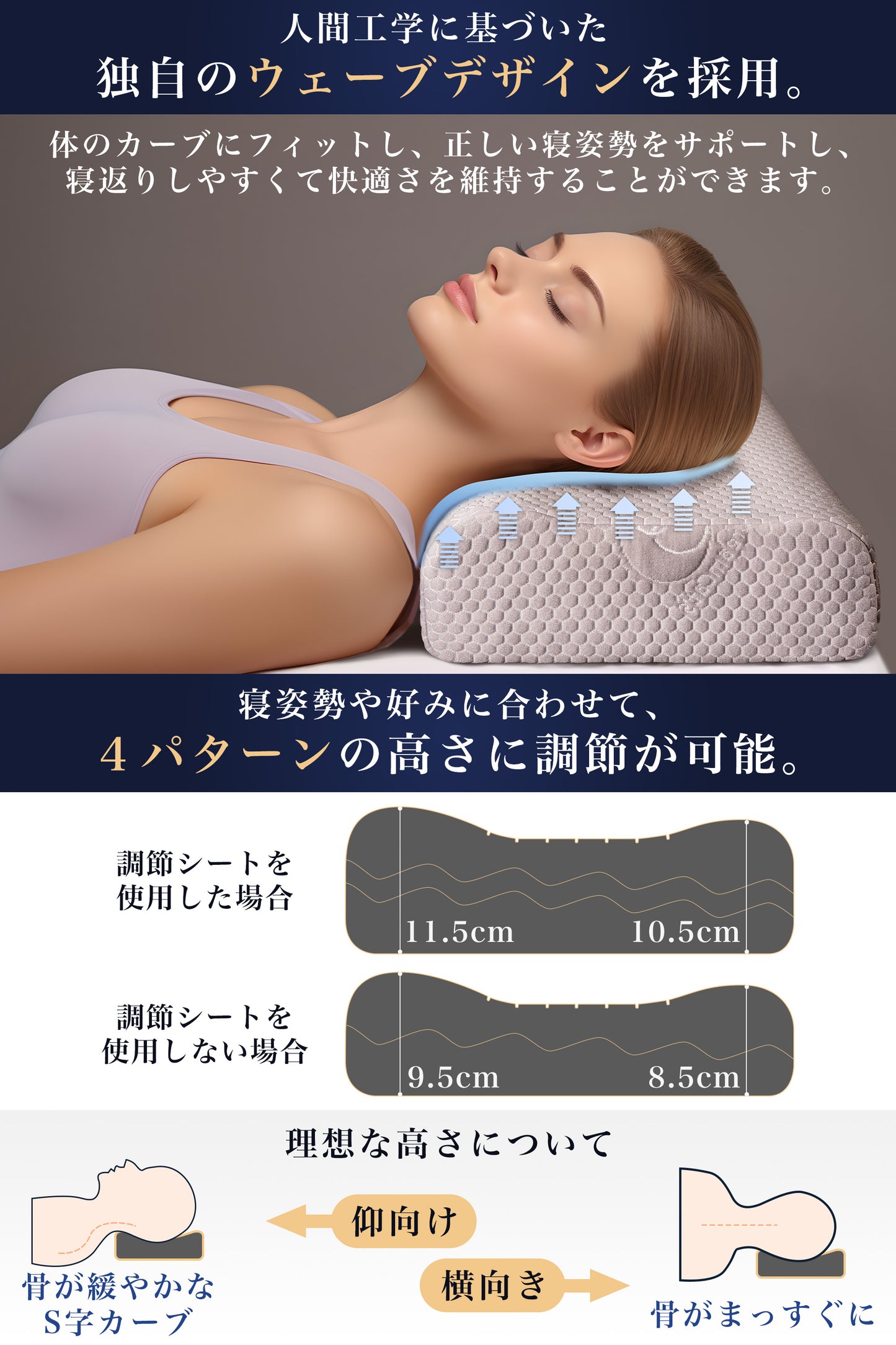 【HILO1】TRIPLE 枕 三層構造 低反発 寝帰りしやすい