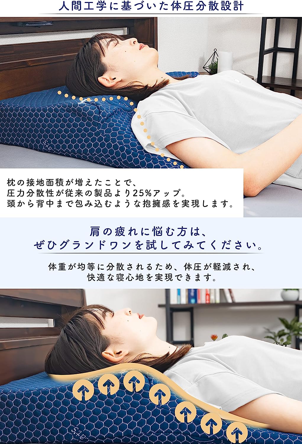 新しく着き 快適な睡眠を実現する首肩サポート枕 寝具