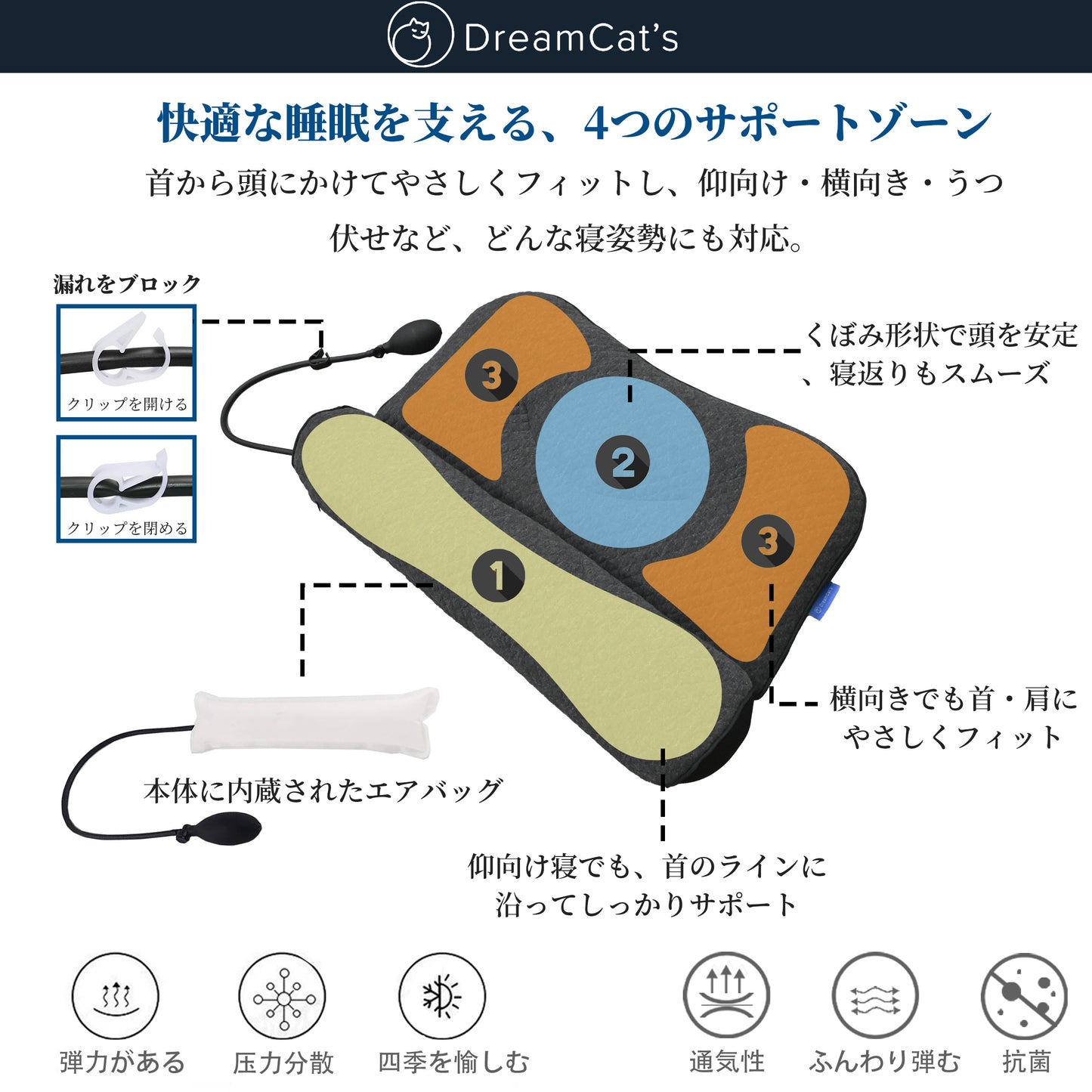 【cqza】枕 日本製 快眠 高さ調整 肩こり 首こり 安眠枕 エア枕 頸椎ケア いびき対策 快眠グッズ ス 38×52cm