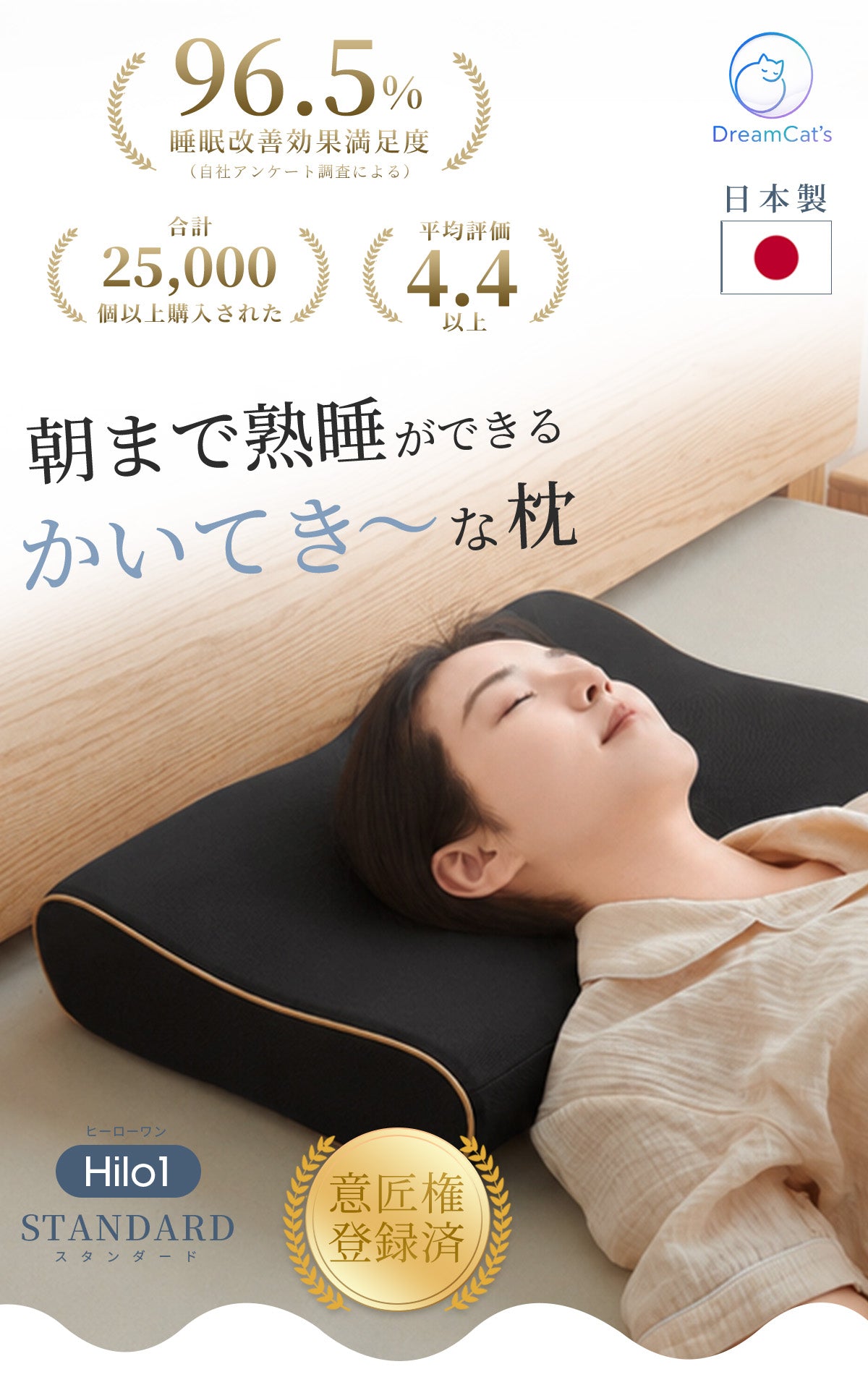 【 hilo1-】枕 日本製 低反発枕 まくら いびき防止 人間工学設計 送料無料